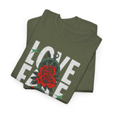 Love Fake Friendship Rose Graphic Unisex Heavy Cotton Tee Bold Statement Streetwear T Shirt Empowering Artistic Floral Design for Self Expression Perfect Gift for Friends Birthdays Parties Casual Wear
