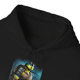 Urban Warrior Samurai Heavy Blend™ Unisex Hoodie Fierce Armored Fighter Design Blue Energy Streetwear Courage Focus Strength for Fearless Hustlers and Modern Legends