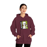 Not Alone Alien Unisex Hoodie UFO Graphic Pullover Sweatshirt Cartoon Extraterrestrial Sci Fi Space Themed Conspiracy Inspired Paranormal Streetwear