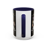 Sadness Statue Accent Coffee Mug 11oz 15oz Two Tone Ceramic Gothic Art Cup with Butterfly and Flame Design