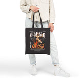 Fighter Resilience Victorious Flame Statue Graphic Cotton Canvas Tote Bag Unisex Motivational Durable Reusable Streetwear