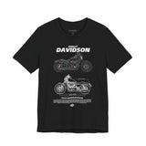 Harley Davidson Sportster Inspired Cruiser Motorcycle Blueprint Graphic Unisex Heavy Cotton Tee Premium Biker Streetwear T Shirt for Riders Enthusiasts Everyday Wear
