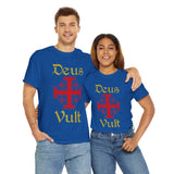Unisex Deus Vult T Shirt Medieval Crusader Cross Graphic Tee Warrior Knight Inspired Vintage Christian Symbol Heavy Cotton Streetwear