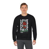 Love Fake Friendship Rose Crewneck Comfortable Unisex Sweatshirt Bold Graphic Streetwear Pullover Empowering Artistic Floral Design For Self Expression Perfect Gift For Friends Birthdays Cozy Days...