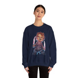 Chucky Horror Unisex Heavy Blend Crewneck Sweatshirt Killer Doll Graphic Pullover Spooky Halloween Streetwear Horror Movie Art Design Cozy Creepy Fashion For Festivals And Scary Season