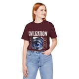 Civilization Eye Of Memory Graphic Unisex Jersey Short Sleeve Tee Futuristic Visionary Streetwear Bold Abstract Blue Eye T Shirt