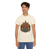 Unisex Balinese Barong Mask Graphic T Shirt Mythical Cultural Warrior Spirit Inspired Tee Tribal Festival Art Streetwear Heavy Cotton Top