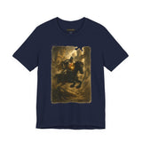 Medieval Knight On Horseback Fantasy Art Unisex Heavy Cotton Tee Epic Warrior Adventure Graphic Shirt Heroic Battle Scene Streetwear Bold Artistic Design