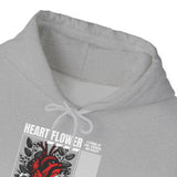Heart Flower Graphic Hoodie Comfortable Unisex Heavy Blend Sweatshirt Bold Red and Black Floral Heart Design Streetwear Symbol of Love Strength and Vitality Perfect Gift for Friends Birthdays Cozy Days and Casual Wear