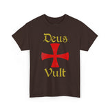Unisex Deus Vult T Shirt Medieval Crusader Cross Graphic Tee Warrior Knight Inspired Vintage Christian Symbol Heavy Cotton Streetwear