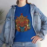Unisex Balinese Barong Mask Graphic T Shirt Mythical Cultural Warrior Spirit Inspired Tee Tribal Festival Art Streetwear Heavy Cotton Top