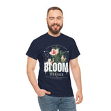 Bloom Stronger Floral Graphic Unisex Heavy Cotton Tee Comfortable Motivational Streetwear Inspirational Empowerment T Shirt Perfect Gift for Nature Lovers Self Growth Casual Wear