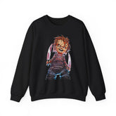 Chucky Horror Unisex Heavy Blend Crewneck Sweatshirt Killer Doll Graphic Pullover Spooky Halloween Streetwear Horror Movie Art Design Cozy Creepy Fashion For Festivals And Scary Season