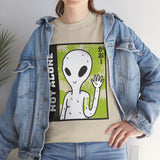 Unisex Not Alone Alien T Shirt Cartoon UFO Graphic Tee Extraterrestrial Sci Fi Space Themed Paranormal Conspiracy Inspired Streetwear Top