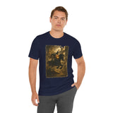 Medieval Knight On Horseback Fantasy Art Unisex Heavy Cotton Tee Epic Warrior Adventure Graphic Shirt Heroic Battle Scene Streetwear Bold Artistic Design