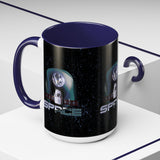 Space Galaxy Accent Coffee Mug 11oz 15oz Astronaut Spacecraft Earth Black Two Tone Ceramic Cup Gift for Space Lovers