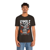 Unisex Jersey Short Sleeve Tee Humble Angel Statue Graphic Streetwear Fire Print T Shirt Bold Motivational Urban Fashion Outfit
