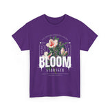 Bloom Stronger Floral Graphic Unisex Heavy Cotton Tee Comfortable Motivational Streetwear Inspirational Empowerment T Shirt Perfect Gift for Nature Lovers Self Growth Casual Wear