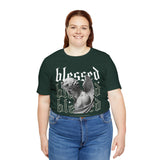 Blessed Angel Statue Graphic Unisex Jersey Short Sleeve Tee Gothic Streetwear Aesthetic Spiritual Bold Artistic Fashion T Shirt