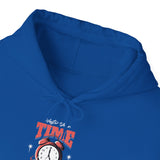 Waste Your Time Unisex Heavy Blend Hooded Sweatshirt Graphic Hoodie Black Motivational Hustle Money Clock Streetwear Bold Entrepreneur Mindset Fashion Outfit