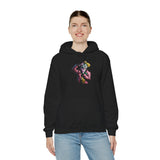 Snapshot of Madness Unisex Heavy Blend Hooded Sweatshirt Dark Comic Art Streetwear Design Bold Neon Graphic Hoodie Soft Fleece Comfort Wearable Art for Artists Dreamers and Creative Minds