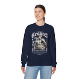 Cronus The Dark Sovereign Unisex Heavy Blend Crewneck Sweatshirt Greek Mythology Statue Graphic Gothic Streetwear Bold Artistic Pullover