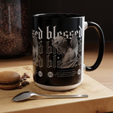 Blessed Angel Statue Graphic Accent Coffee Mug 11oz 15oz Gothic Streetwear Aesthetic Spiritual Artistic Ceramic Drinkware