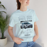 Aggressive Silver Widebody Supercar Blueprint Unisex Heavy Cotton Tee Performance Street Machine Graphic Shirt For Car Lovers And Gearheads