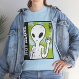 Unisex Not Alone Alien T Shirt Cartoon UFO Graphic Tee Extraterrestrial Sci Fi Space Themed Paranormal Conspiracy Inspired Streetwear Top