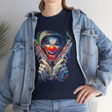 Fearless Grin Street Clown Unisex Heavy Cotton Tee Bold Urban Streetwear Art Graphic T-Shirt Symbol Of Power Rebellion And Hustler Mindset