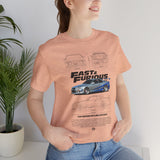 Silver Blue Street Racing Artwork Unisex Heavy Cotton Tee High Performance Inspired Graphic Shirt For Car Lovers And Urban Streetwear Fans