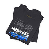 Blue Rally Inspired Performance Sedan Artwork Unisex Heavy Cotton Tee High Speed Streetwear Graphic Shirt For Car Enthusiasts And Automotive Art Lovers