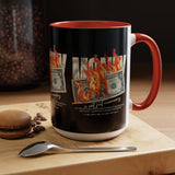 Money Is Not Just Currency Burning Dollar Graphic Accent Coffee Mug 11oz 15oz Hustler Motivational Cash Fire Design