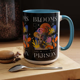 Blooms Person Accent Coffee Mug 11oz 15oz Abstract Floral Head Artistic Colorful Modern Creative Design Black White Ceramic Tea Cup Streetwear Inspired Artistic Fashion Drinkware
