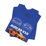 Orange Mid Engine Supercar Blueprint Artwork Unisex Heavy Cotton Tee High Performance Inspired Streetwear Graphic Shirt For Car Enthusiasts And Automotive Art Fans