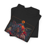 Guerrero Warrior Unisex Heavy Cotton Tee Tribal Strength Mythical Art Design Bold Red Battle Graphic Streetwear for Fighters, Heroes, and Cultural Legends