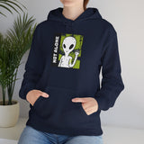 Not Alone Alien Unisex Hoodie UFO Graphic Pullover Sweatshirt Cartoon Extraterrestrial Sci Fi Space Themed Conspiracy Inspired Paranormal Streetwear