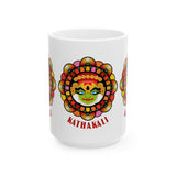 Ceramic Kathakali Mug Kerala Traditional Dance Art Coffee Cup Indian Culture Onam Festival Malayalam Heritage Ethnic Graphic Souvenir Gift