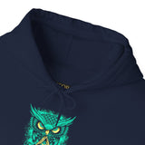 The Watcher Owl All Seeing Wisdom Unisex Heavy Blend Hoodie Neon Mystic Streetwear Futuristic Owl Symbol Glow Design For Creators Visionaries Spiritual Thinkers And Night Owls