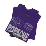 Porsche 911 GT3 RS Technical Blueprint Inspired Illustrated Racing Car Graphic T Shirt High Performance Motorsport Engineering Streetwear Unisex Heavy Cotton Tee Gift For Car Enthusiasts