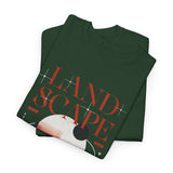 Landscape Unisex Heavy Cotton Tee Graphic T Shirt Black Nature Inspired Abstract Mountain Design Modern Streetwear Outdoor Adventure Artistic Fashion Outfit