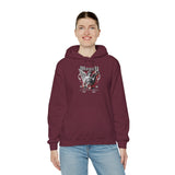 Money Bright Unisex Heavy Blend Hooded Sweatshirt Angel Statue Graphic Gothic Streetwear Red Neon Aesthetic Artistic Fashion Hoodie
