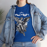 Fly High Angel Design Unisex Heavy Cotton Tee Streetwear Graphic T Shirt Spiritual Guardian Winged Warrior Style