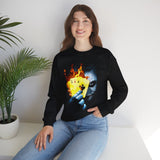 The Jocker Burning Aces Unisex Sweatshirt Fiery Gothic Streetwear Bold Dark Art Design for Risk Takers, Hustlers, and Fearless Fall Fashion Lovers