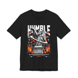 Humble Angel Statue Graphic Unisex Jersey Short Sleeve Tee Streetwear Fire Print T Shirt Bold Motivational Urban Fashion Outfit