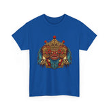Unisex Balinese Barong Mask Graphic T Shirt Mythical Cultural Warrior Spirit Inspired Tee Tribal Festival Art Streetwear Heavy Cotton Top
