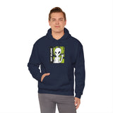 Not Alone Alien Unisex Hoodie UFO Graphic Pullover Sweatshirt Cartoon Extraterrestrial Sci Fi Space Themed Conspiracy Inspired Paranormal Streetwear