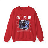 Civilization Eye Of Memory Graphic Unisex Heavy Blend Crewneck Sweatshirt Futuristic Visionary Streetwear Abstract Blue Eye Pullover