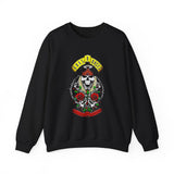 Rock Skull Roses Unisex Sweatshirt Bold Vintage Streetwear Rebel Art Design Inspired By Rock Music Culture Perfect For Winter Concerts Festivals And Everyday Edge