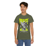 Praise Angel Statue Graphic Unisex Heavy Cotton Tee Spiritual Gothic Streetwear T-Shirt